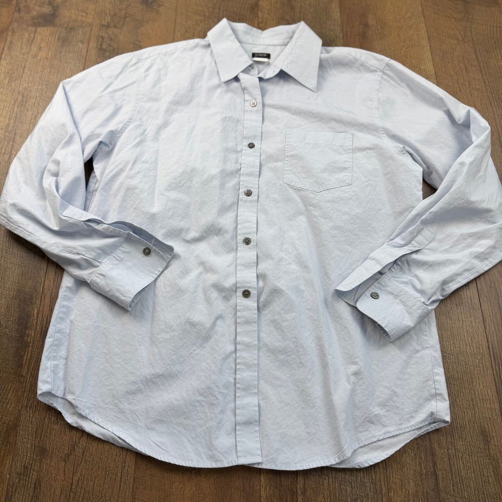 Vintage J Crew Light Blue Cotton Button Down Shirt Long Sleeve Size Large